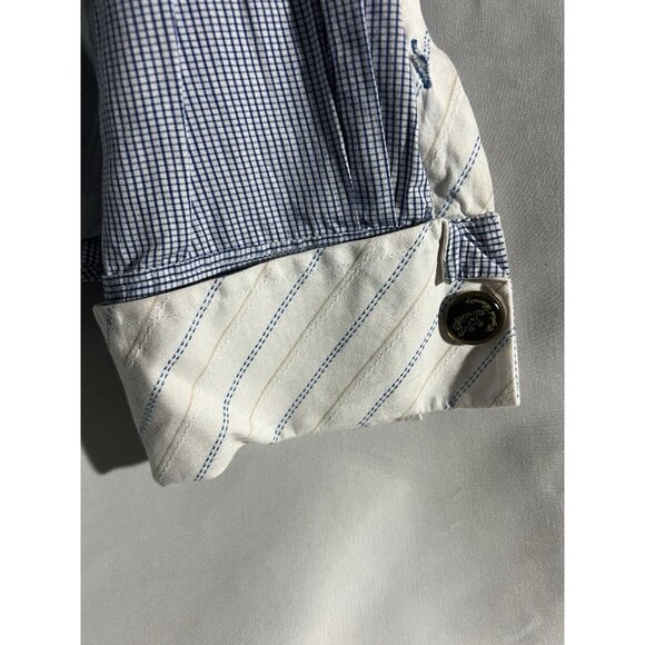 English Laundry Men's Blue Print Shirt L Button Up Christopher Wicks M26 - Picture 2 of 14